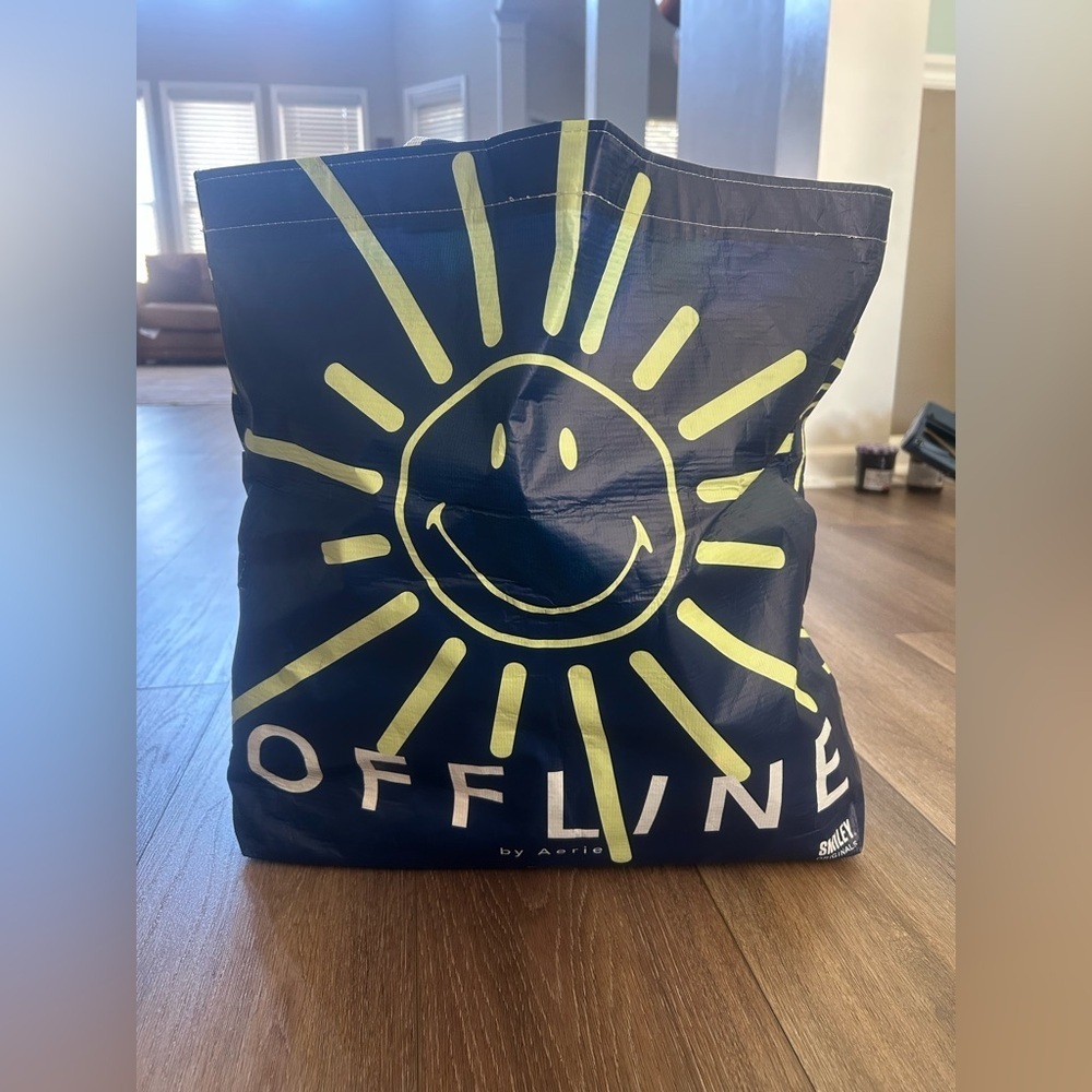 Aerie OfflineNavy Smiley Face Resuable Shopping Tote